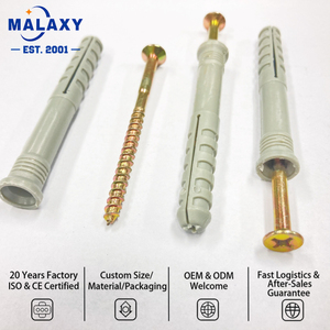 Cheville d'expansion en plastique Malaxy avec vis en nylon et vis en zinc pour cloisons sèches, maçonnerie, béton et blocs creux - Product Image 2
