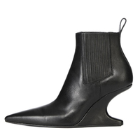 Bottines en daim pour femmes, à talons compensés hauts et originaux, avec empeigne élastique et bout pointu, couleurs personnalisables