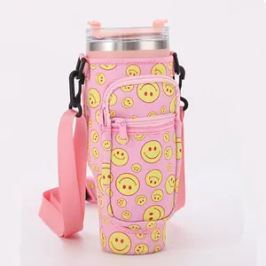 Funda para botella de agua, bolsa de transporte para taza, bolsa de vaso de 40oz con bolsillo y asa para teléfono