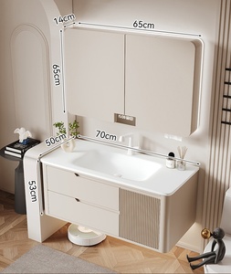 Modern Luxury Bathroom Vanity Combo <b>Smart</b> <b>Mirror</b> Lacquer Finish Waterproof MDF Plywood Wall-Mounted Cabinet Ceramic Apartment - Product Image 2