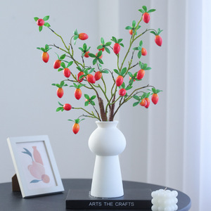Ramas de caqui artificiales Mo Hua Ge, frutas falsas de plástico para arreglos florales, decoración para el hogar, bodas y el Año Nuevo Chino. - Product Image 2