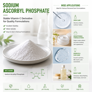 Polvo de Fosfato de Ascorbil Sódico 99% |   Derivado de Vitamina C de Grado Cosmético |   Activo Antioxidante e Iluminador - Product Image 1