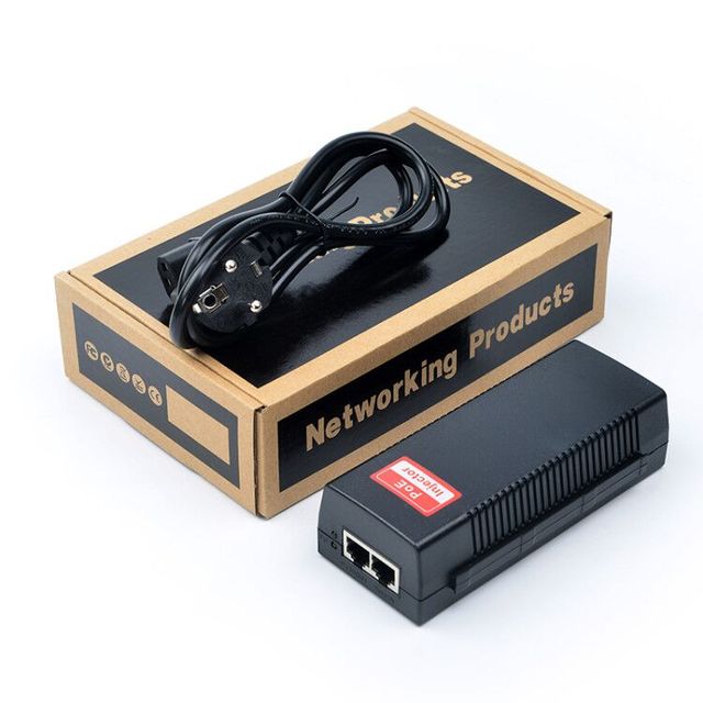 Standard PoE Power Adapter 802.3 Af at 10/100/1000Mbps 30W 60W 90W 48V 100-240vac Input Gigabit PoE Injector