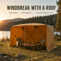 Paravent de camping pliable avec abri de toit, installation rapide, écran d'intimité, protection contre le vent et les UV, brise-vent extérieur