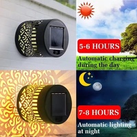 Lampe murale décorative solaire LED Mandala découpée au laser en polycarbonate, étanche IP65, pour extérieur, jardin, paysage, allée