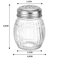 Pot à épices en verre de qualité alimentaire 6oz 150ml en forme d'ampoule avec couvercle métallique perforé pour poivre, sel, sucre – Personnalisable