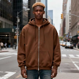 TKAN358 Fabricant Logo personnalisé Poids lourd Puls Taille Hiver Chaleur Coton épais French Terry 500GSM Zipper Hoodie Pour Homme - Product Image 4