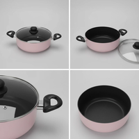 Marmite à soupe à double oreilles de restaurant personnalisée en usine Casserole à base chauffante en aluminium de qualité supérieure avec couvercle