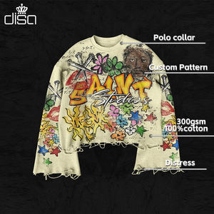 Vintage Langarm-Thermal-T-<span class=keywords><strong>Shirt</strong></span> für Herren im Used-Look mit Individuellem Großem Grafik-Logo DTG-Druck Waffelstruktur Löchern Rissen und Zerstörtem Saum im Dirty-Look - Product Image 2