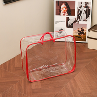 Sac à fermeture éclair en PVC durable avec fil d'acier pour l'emballage de couettes, impression personnalisée par estampage à chaud, couleur transparente personnalisée, vente au détail et en gros