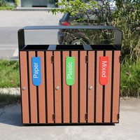 Station de recyclage en bois robuste pour extérieur, mobilier urbain, poubelle publique pour parcs et rues