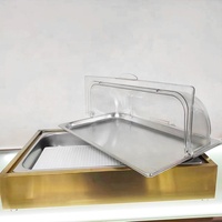 Support en acier inoxydable présentoir pour aliments comptoir ensemble buffet pleine grandeur avec couvercle pour ustensiles de cuisson en plastique transparent avec casserole