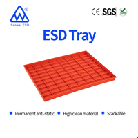 3W-9805129 356*282*20mm Conteneur de stockage ESD PP Plateau en plastique pour le stockage de matériaux hautement propres