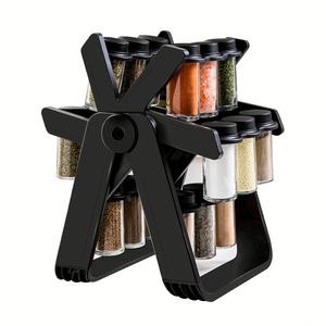 18PCS Can Seasoning Glass Bottle Jar Set Kitchen Storage <b>Spice</b> Condiment Glass <b>Rotating</b> <b>Rack</b> Organizer Glass Seasoning <b>Rack</b> Set - Product Image 6