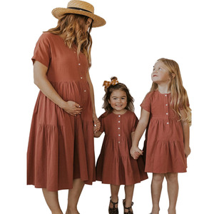 Grazioso abito di mussola Casual a maniche corte con bottoni solari con stampa formale vestito modello per bambini - Product Image 1