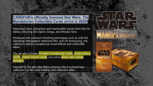 Lot de 10 boîtes de cartes à collectionner CardFun <span class=keywords><strong>Star</strong></span> Wars : The Mandalorian - Série TV - C'est le chemin - Boîte mystère de jeu de cartes à échanger - Product Image 2