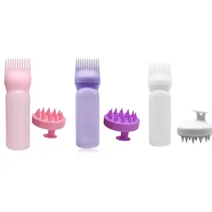 Conjunto de frascos de pente de shampoo para massagem e ferramentas de cabelo, escova de shampoo para limpeza a seco e dentes