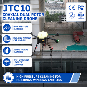 Drone de nettoyage haute pression UAV à pulvérisation ciblée pour murs-rideaux en verre – Solution d'accès flexible pour les opérations de fermes solaires - Product Image 1