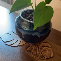 Sous-verres en bois naturel Monstera à motif plat, résistants à la chaleur, anti-brûlure, antidérapants pour boissons et table