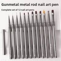 Pinceau à ongles en nylon à pointe ovale plissée, manche métallique, maintien stable du gel, outils de construction 3D pour gel UV et acrylique – Vente chaude