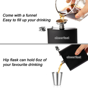 Set di Fiaschette Retrò in Acciaio Inox da 6oz con Fiaschetta in Pelle e Mini Fiaschetta per Whisky in Acciaio Inox Nero - Product Image 5
