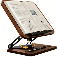 Support de bureau et organiseur de tiroir en bois réglable personnalisé OEM, support rotatif pour livres avec pinces à papier, support pour ordinateur portable à un seul niveau