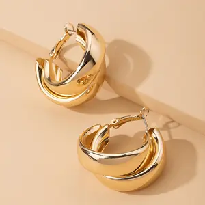 trendy statement minimalist chunky custom hoop fashion luxury earrings 2023 wholesale suppliers for women