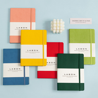 Carnet en cuir PU coloré LABON avec bande élastique, format A5, couverture souple, agenda pour le bureau, l'école, logo personnalisé
