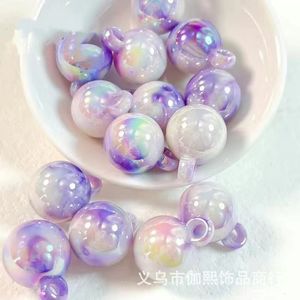 ลูกปัดกลมสีครีมสองสีเหลือบรุ้ง ขนาด 16 มม. พร้อมรูแขวนสำหรับทำเครื่องประดับ DIY อุปกรณ์เสริมทำจากพลาสติกเรซิ่น - Product Image 4