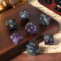 Fluorite violette naturelle 7 pièces RPG jeu de dés pierres précieuses DnD jeu de dés pierre de cristal dés pour donjons et dragons D & D arc-en-ciel