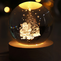 60mm 3D flocon de neige noël veilleuse K9 boule de cristal lampe avec 3d Laser gravure cadeau de vacances pour les amis et Souvenir