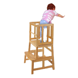 Tour <span class=keywords><strong>d</strong></span>'apprentissage Montessori moderne pour enfants, tabouret et pouf, design anti-retournement, revêtement en tissu, cadre en papier, hauteur réglable - Product Image 1