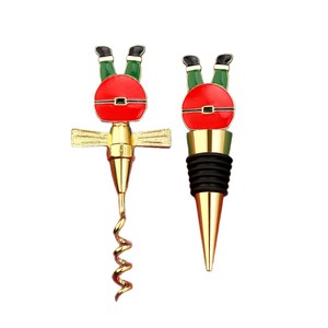 Christmas Wine Bottle <b>Stopper</b> Set With Cork Opener Red Holiday Gift For Wine Lovers - Product Image 2