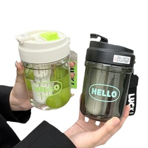 Hao Cai Plastic Cup With Tea Infuser 1000Ml Flip Lid Carrying Strap For Travel And Daily Use - Product Image 3