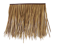 Gazebo de style traditionnel ignifuge avec toit en chaume, tuiles de toit en PE avec motif feuilles de palmier