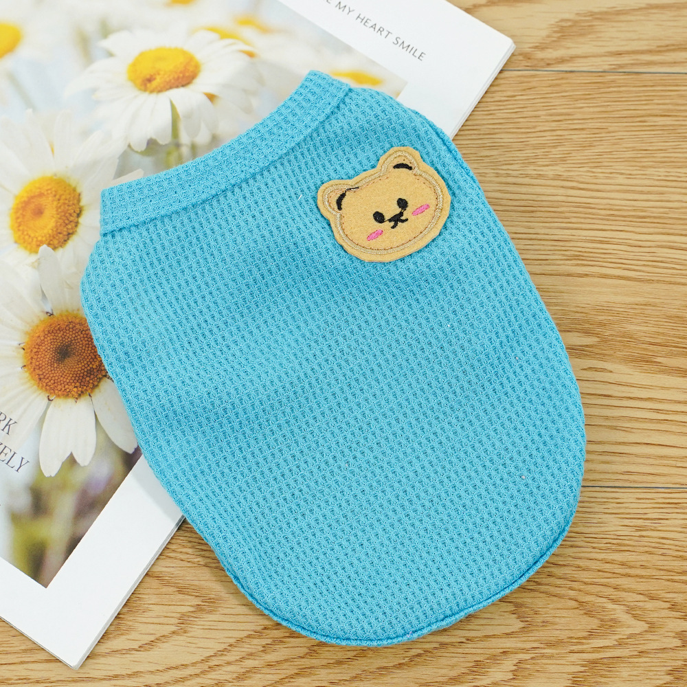 Gilet ours en peluche gaufré bleu