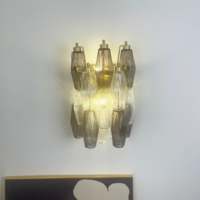 Lustre italien contemporain de Murano en verre fumé clair Applique murale de chevet Mini appliques murales
