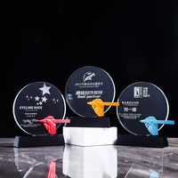Nouveau trophée en cristal de verre gravé rectangulaire de haute qualité personnalisé, objet de collection artistique, stylo à main vierge, magnifique boîte cadeau