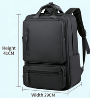 Sac à dos pour ordinateur portable extensible personnalisable en stock, sac d'affaires étanche en PU avec fermeture éclair, sac d'école pour le voyage