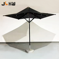 Parasol carré moderne en aluminium, imperméable et résistant aux UV, pour plage, hôtel, terrasse - Noir et blanc
