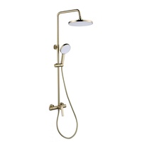 Ensemble de douche mural de style américain en cuivre brossé, pour usage domestique, avec pistolet de pulvérisation d'eau froide et chaude, et pommeau de douche à pression accrue
