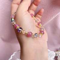 Bracelet en perles colorées en gros, motif goutte d'eau, strass étincelants, pendentif perle d'imitation blanche, bijoux quotidiens