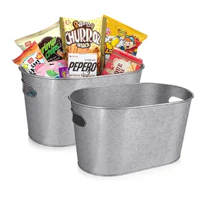 5 Quart Galvanized Metal Tin Gift Tub For Beverages Beer Bottles Planters And Decor Lightweight And Durable