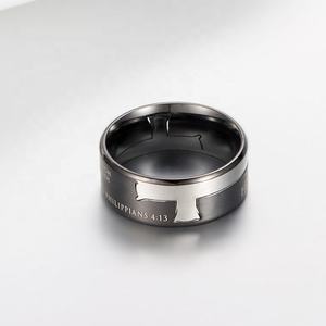 <span class=keywords><strong>Philippians</strong></span> Bague pour homme Christian Custom Gravé Croix Brossé Anneaux de Polissage Acier Inoxydable 316L Géométrique 5 Pcs Noir, or - Product Image 3