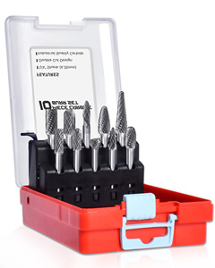 Jeekvisen 1/4 \ "Shank tungsten carbide chết máy xay bit 10 cái đôi cắt Rotary Burr kim loại deburring hoàn thiện công cụ khắc - Product Image 1