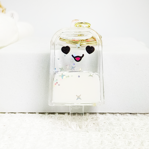 Portachiavi in acrilico con simpatico design a forma di cuore e occhi, ispirato a gelati e anime, con ciondolo a faccina di cartone animato, colore personalizzabile, regalo dolce, vendita all'ingrosso. - Product Image 4