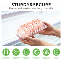Conteneur alimentaire jetable en PET transparent avec couvercle à charnière pour gâteau aux fraises, chewing-gum, sushi, gelée - Capacité 9 oz, personnalisable