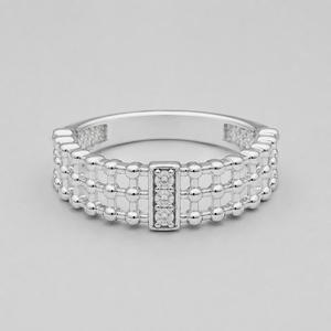 Bague en argent sterling 925 avec topaze blanche - Bande en maille tressée avec accent en pavé - Product Image 5