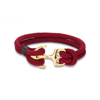 Bracelet en corde milanaise pour couple, en acier inoxydable plaqué or, avec ancre de bateau et paracorde, idéal pour le camping en plein air – Meilleure vente pour homme