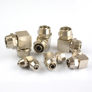 JIN Right Angle <b>Quick</b> Connect Fittings 6 8 10 12mm Brass Nickel Plated Air Hose Pneumatic <b>Connector</b> - Product Image 3